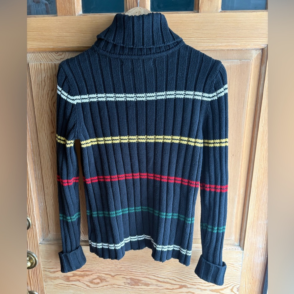 Tommy Hilfiger Heritage Stripe Black Turtleneck Sweater | Americana | Medium - Picture 4 of 7